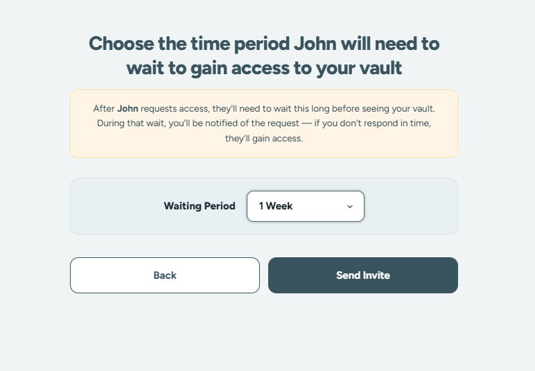 Waiting period selection screen showing 1 Week option and explanation
